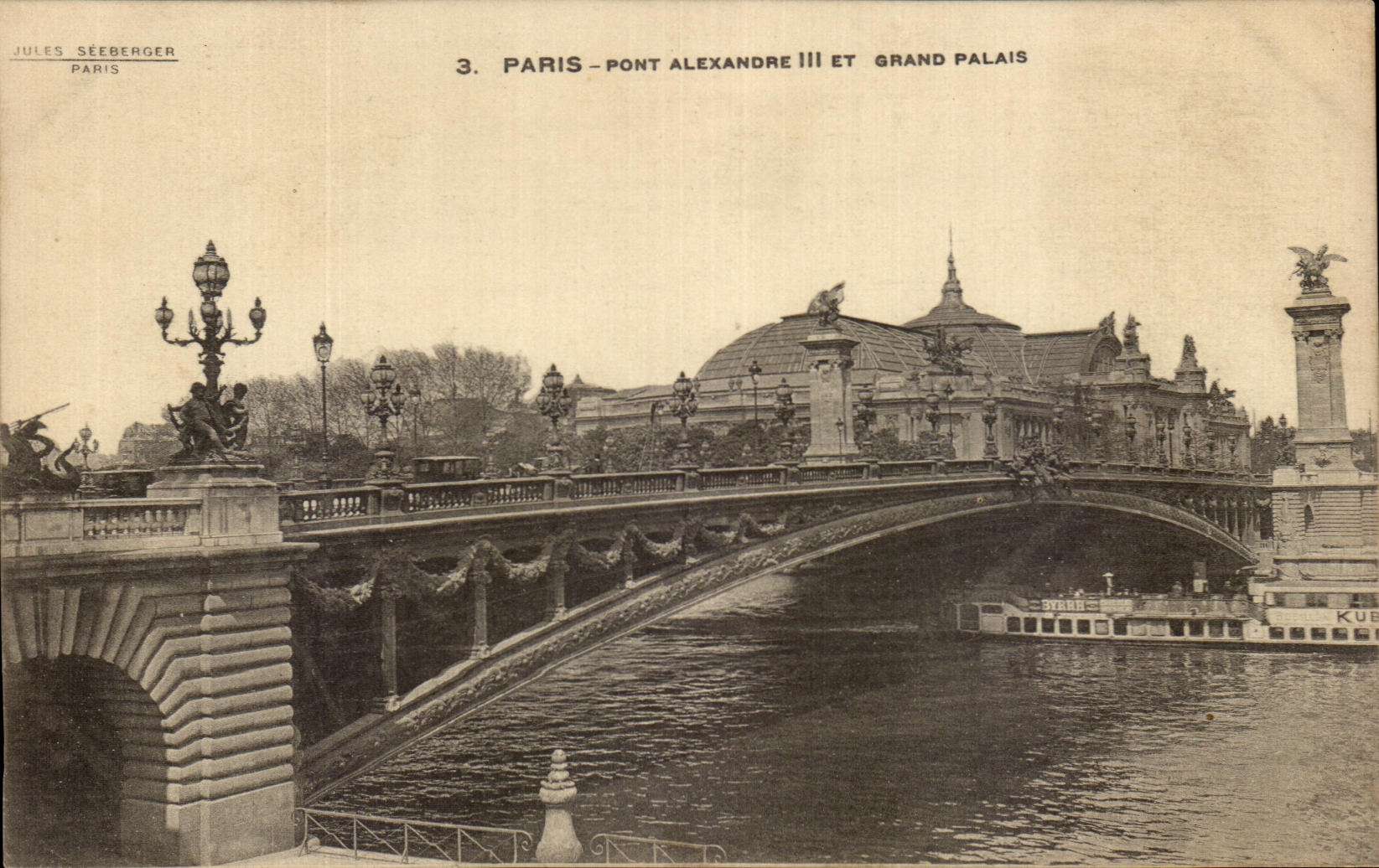 CPA Paris Pont Alexandre III Et le grand Palais Peniche 