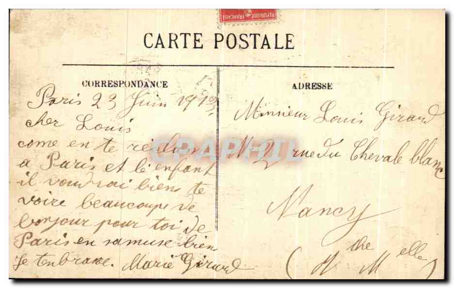 CPA Paris La Rue Turbigo et la Statue de la republique — Rückseite