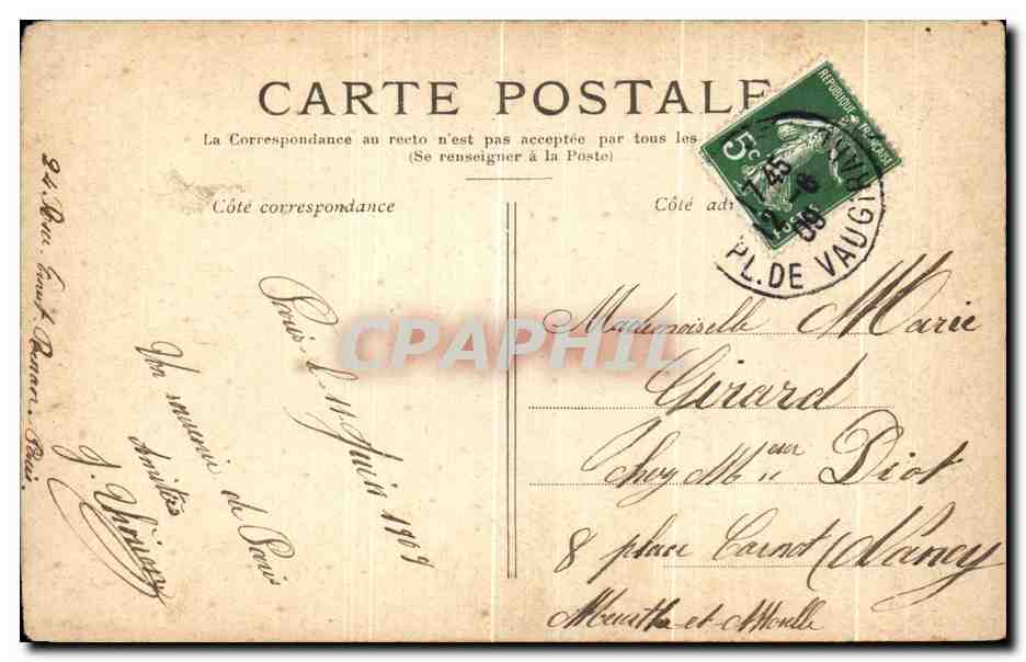CPA Paris Le Pont de la Concorde — Verso