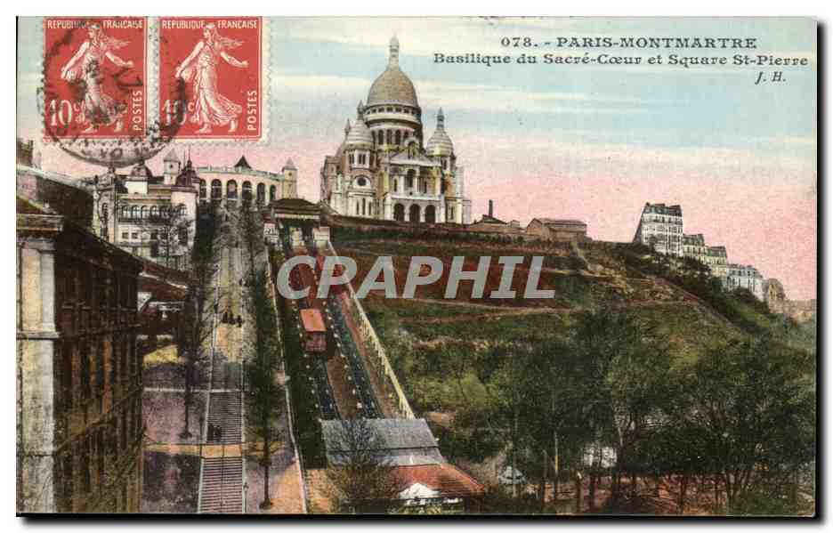 CPA Paris Montmartre Basilique du Sacre Coeur et Square Saint Pierre 