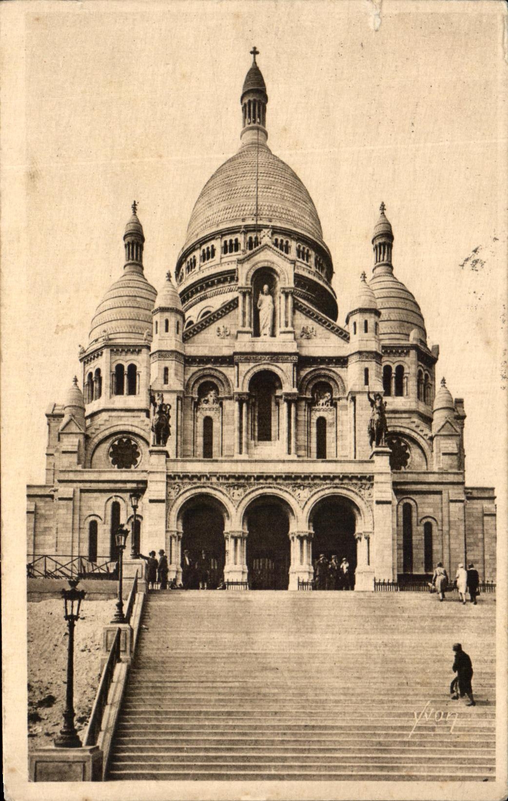 Cartolina d'epoca Parigi Passeggiata Sacre Coeur Montmartre