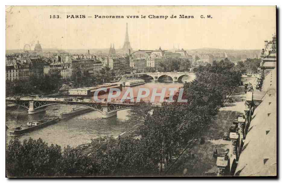 CPA Paris Panorama Vers le Champ de mars Tour Eiffel