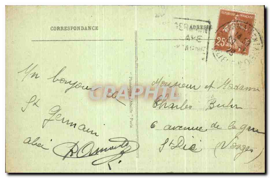 St-GERMAIN-en-LAYE - Pavillon Henri IV — Échange des Pouvoirs des Délégués Autrichiens à la Conférence de la Paix 1919 — Verso
