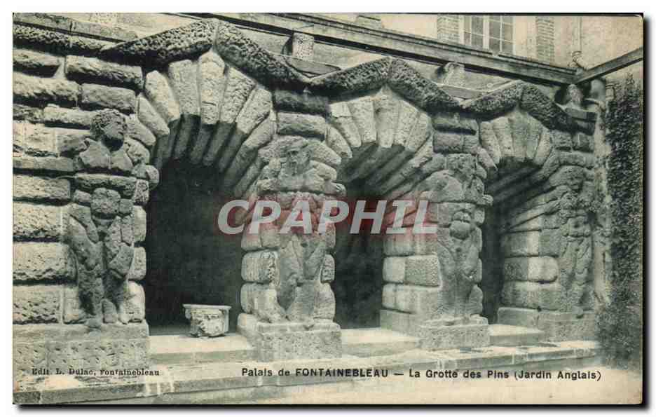 Schloss FONTAINEBLEAU — Die Pinienhöhle (Englischer Garten) — Edit. L. Dulao, Fontainebleau