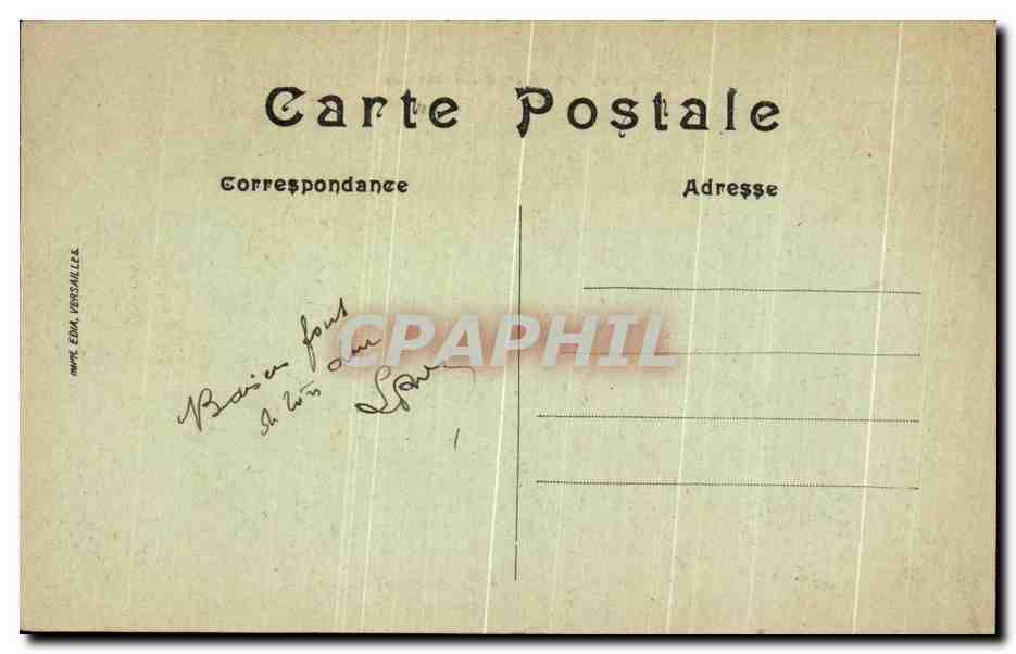 Palais de Versailles, à vol d’oiseau — vue aérienne — éditeur EMA VERSAILLES, n°6 — Verso