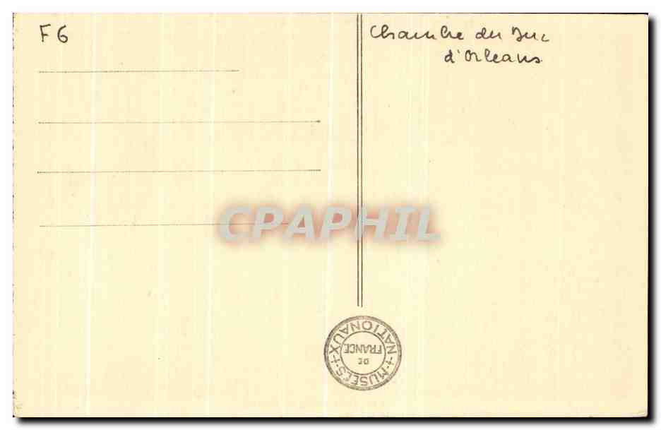 Kamer van de Hertog van Orléans — Paleis van Fontainebleau — uitgever A.L. n°13 — Achterkant