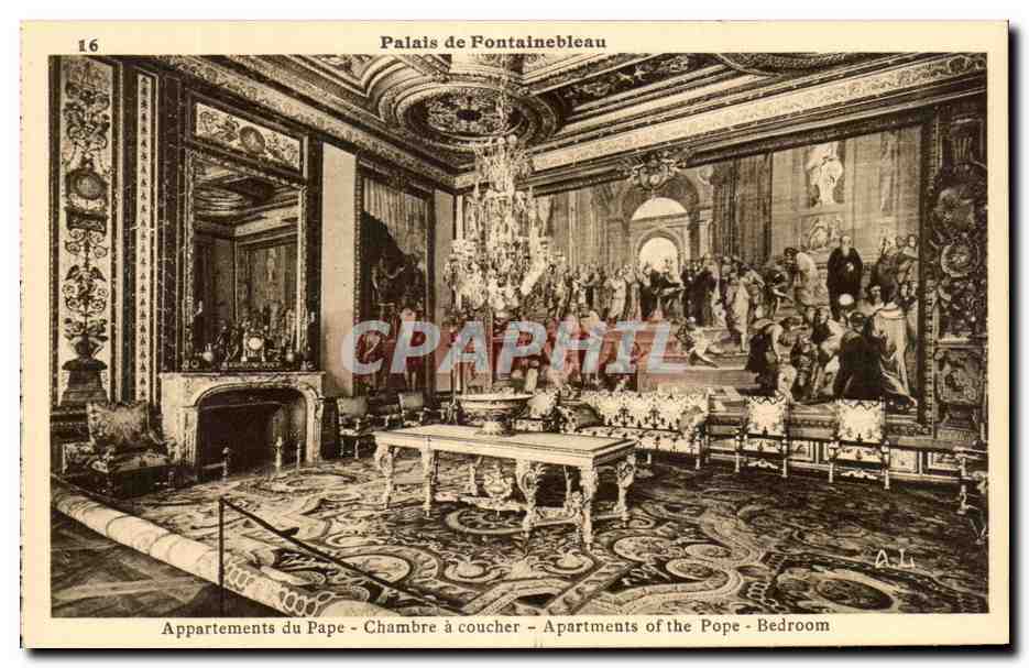 Palast von Fontainebleau — Appartements des Papstes — Schlafzimmer — Verlag: Nationale Museen, Nr. 16