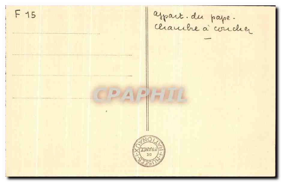 Palast von Fontainebleau — Appartements des Papstes — Schlafzimmer — Verlag: Nationale Museen, Nr. 16 — Rückseite