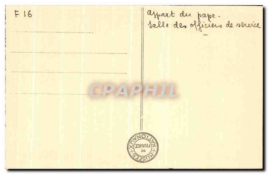 Palacio de Fontainebleau — Apartamentos del Papa — Sala de Oficiales de servicio — A.L. — n°14 — Reverso