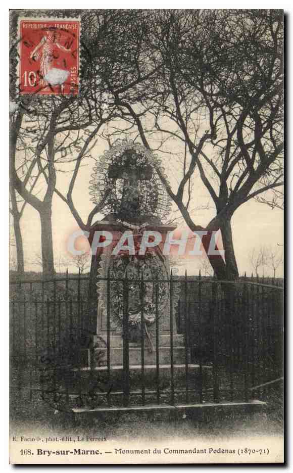 CPA Bry Sur Marne Monument du Commandant Podenas 1870 1871