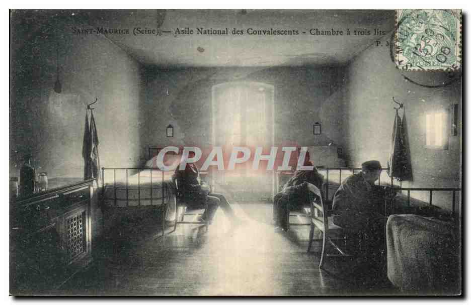 CPA Saint Maurice Asile National des Convalescents Chambre a trois lits Militaria