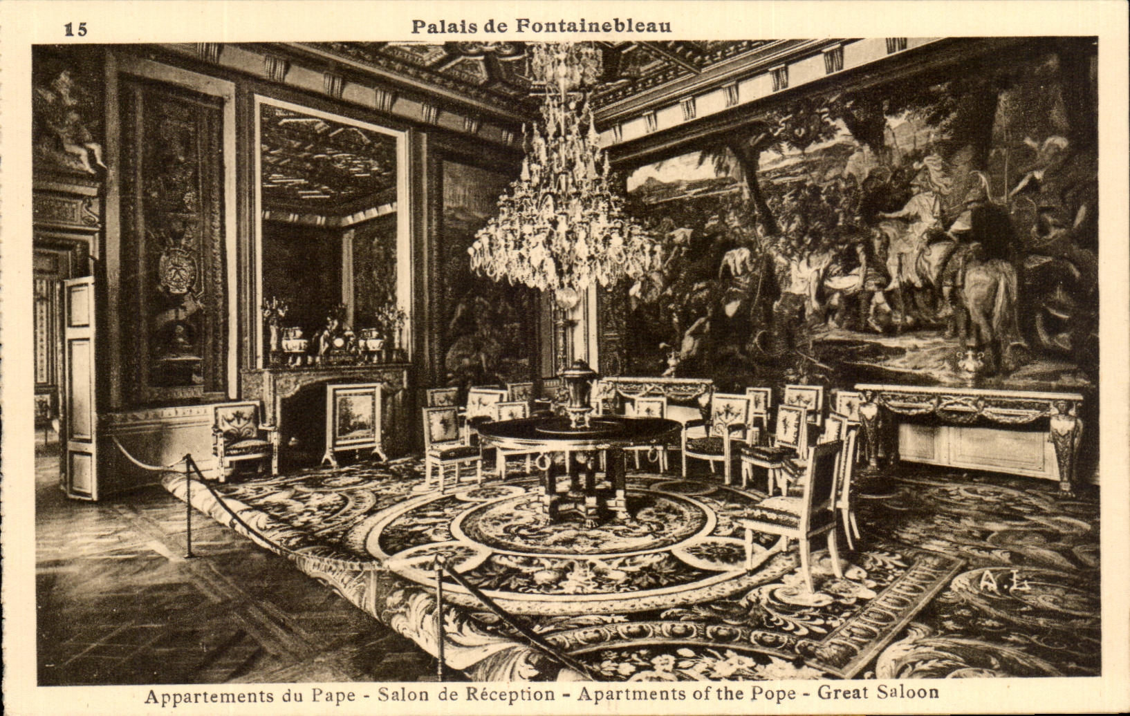 Palais de Fontainebleau — Appartements du Pape — Salon de Réception — éditeur A. L. (n° 15)