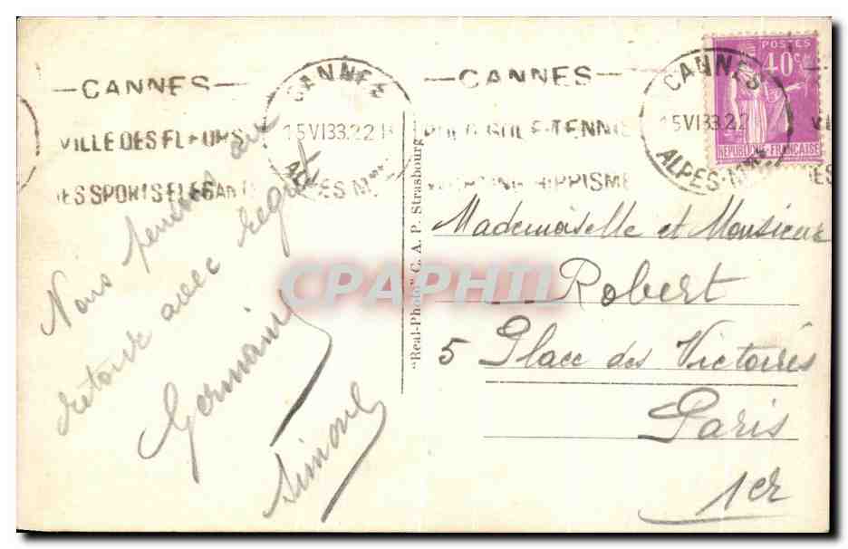 CPA Cannes Ile St Honorat — Rückseite
