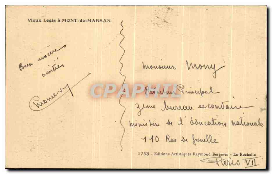 CPA Vieux Logis a Mont de Marsan — Rückseite