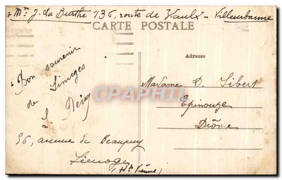 CPA Limoges Nouvelle Gare de Limoges Benedictine — Back