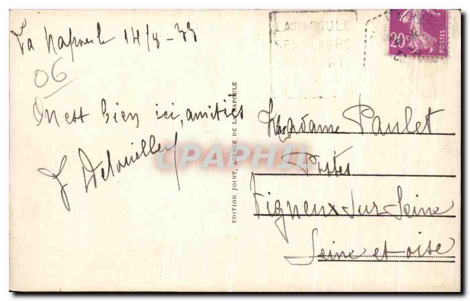 CPA La Napoule La Plage et le Chateau — Rückseite
