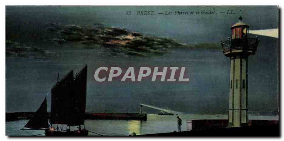 CPA Brest Les Phares et le Goulet Bateaux