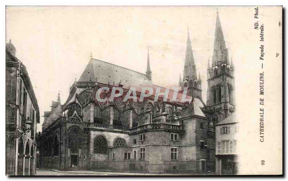 CPA Cathedrale De Moulins Facade laterale