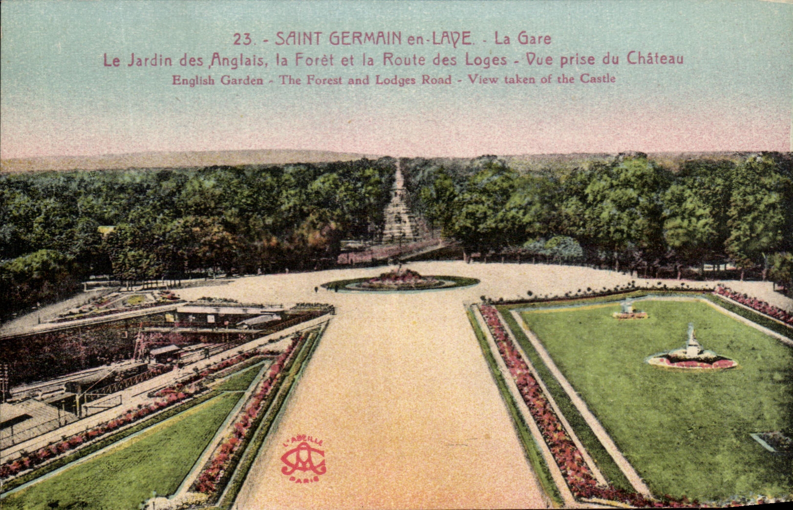 Saint-Germain-en-Laye - La Gare, Le Jardin des Anglais, la Forêt et la Route des Loges - Vue prise du Château