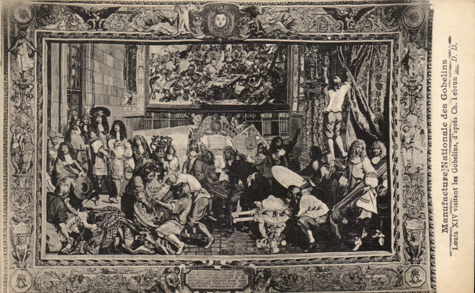 CPA Manufacture Nationale des Gobelins Louis XIV visitant les Gobelins