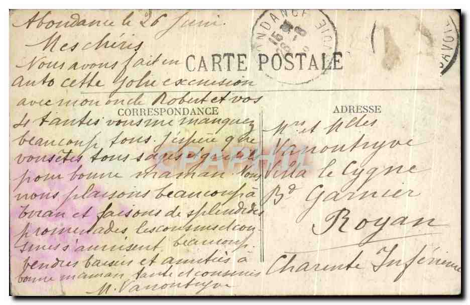 CPA L'Abondance Le Jora et la Mont Chauffe — Rückseite