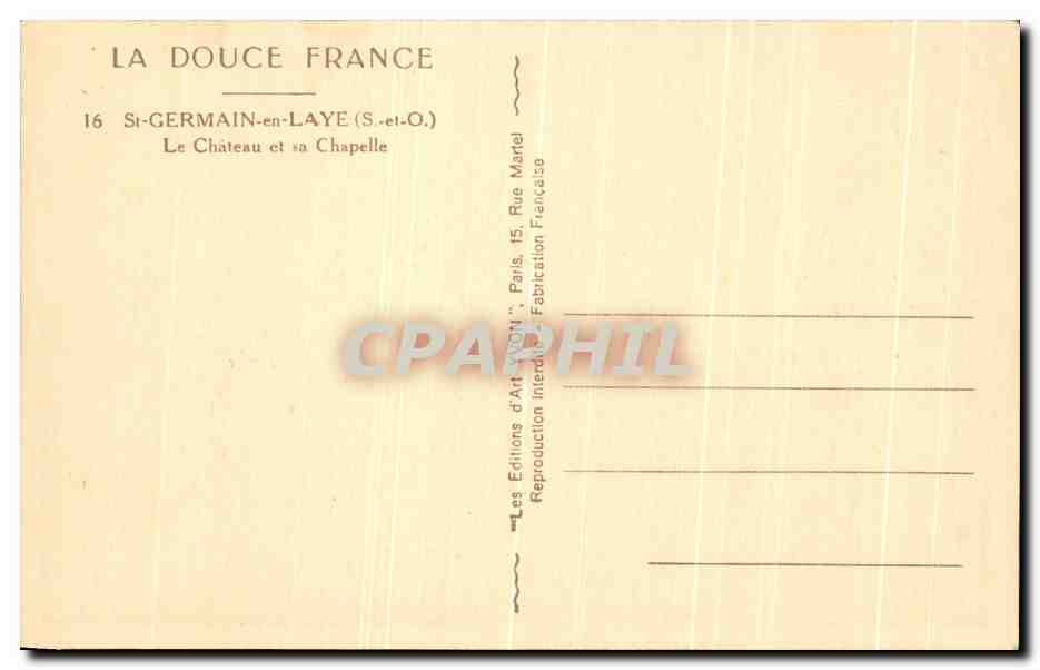 CPA St Germain En Laye Le Chateau et sa Chapelle — Rückseite