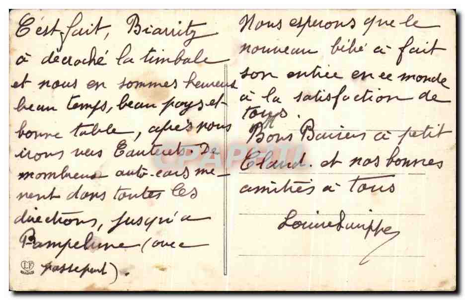 CPA Biarritz Les Deux Casinos — Verso