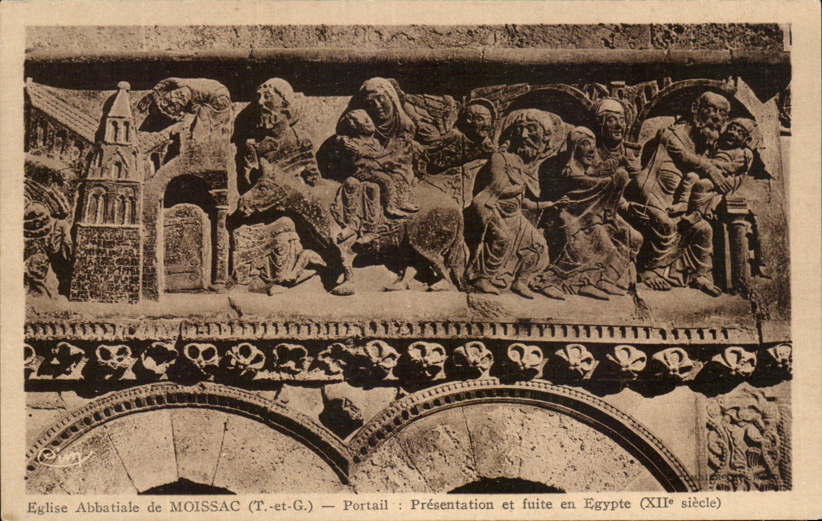 CPA Eglise Abbatiale De Moissac Portail Presentation Et fuite en Egypte