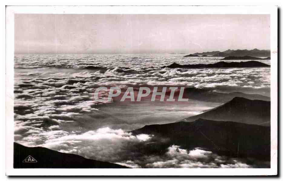 Meer der Wolken, Ansicht vom Pic du Midi — REAL-PHOTO — Bagnères-de-Bigorre