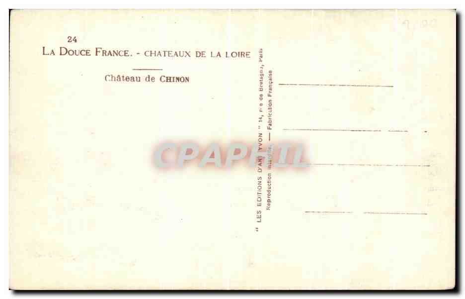 CPA La Douce France Chateaux De La Loire Chateau De Chinon — Rückseite