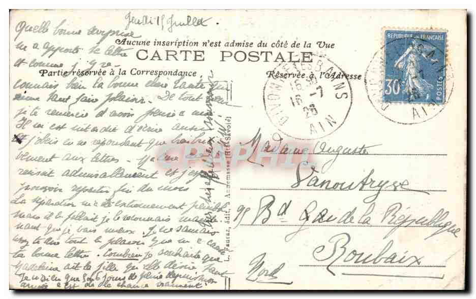 CPA Divonne Les Bains Vue Generale — Rückseite