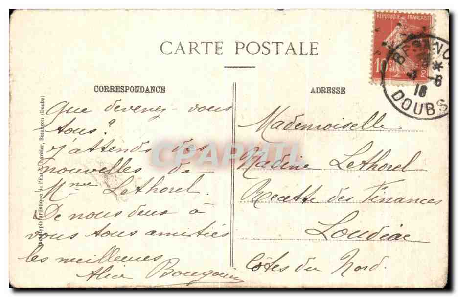 Besançon - Quai Vauban - Le Doubs et Coteau Beauregard - C. L., B. — Rückseite