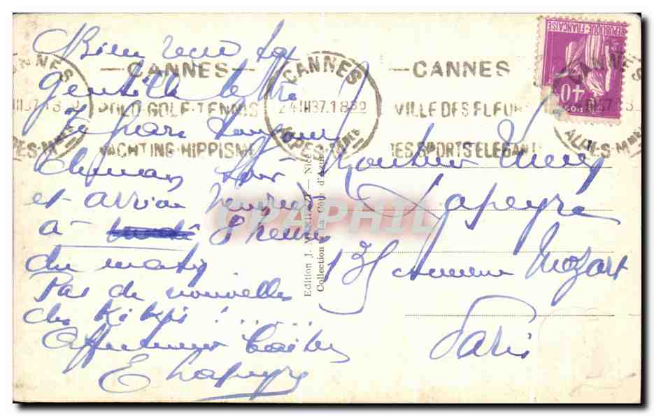 CPA Phare De La Garoupe Salle d'expostition et atelier du Sculpteur Cannes  — Rückseite