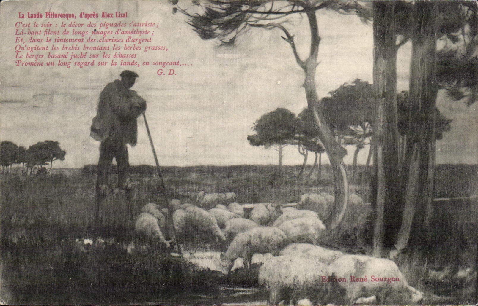 CPA La Lande Pittoresque Berger et moutons 