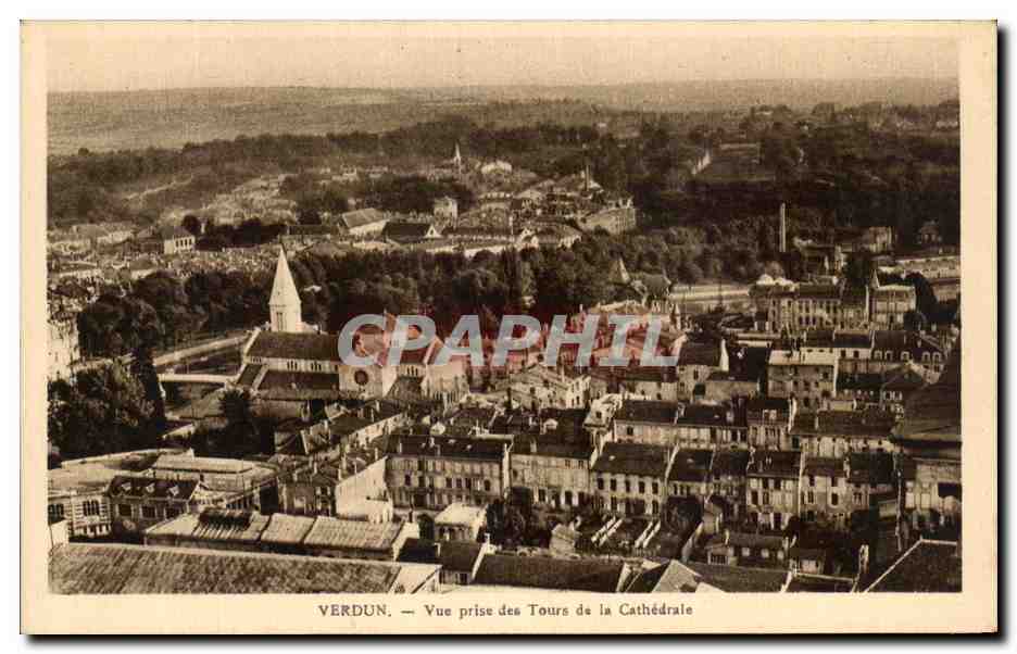 Verdun — Vue prise des Tours de la Cathédrale — Éditeur H. P. (imprimeur à Verdun)