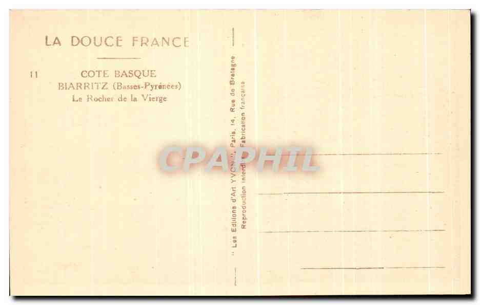 CPA La Douce France cote Basque Biarritz La Pointe du Rocher de la Vierge un Jour de la vierge — Verso