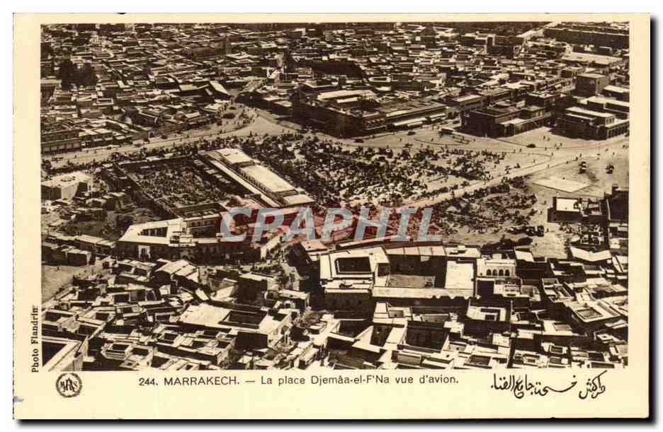 CPA Marrakech La Place Djemaa et F'Na vue d'avion Maroc