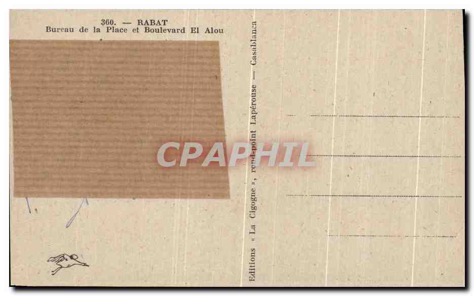 CPA Rabat Bureau de la Place et Boulevard El Alou Maroc  — Back