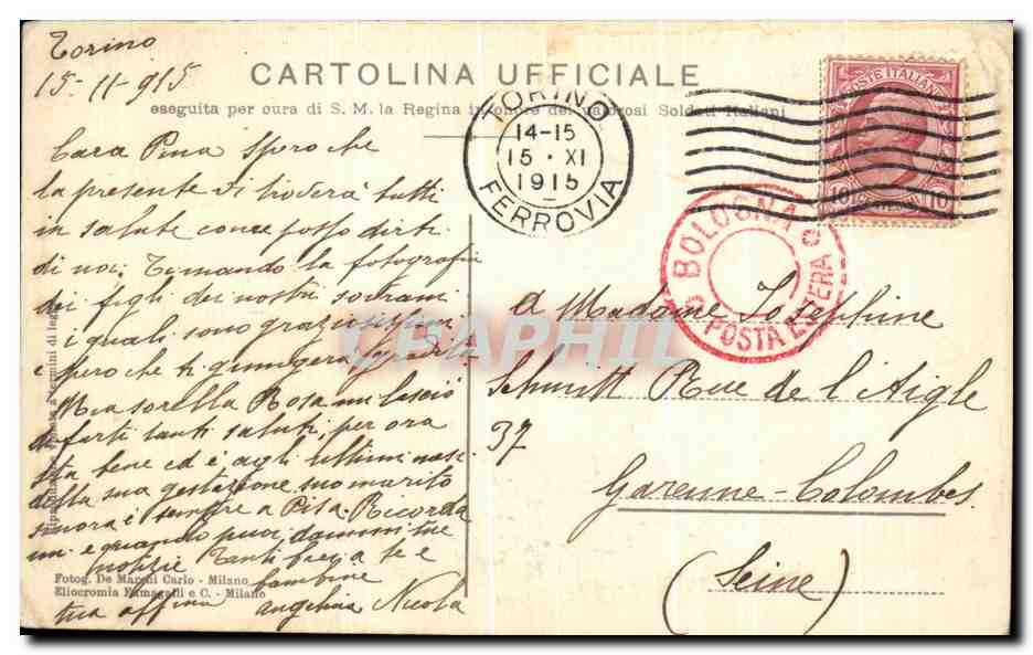 CPA Anno Di Guerra 1915 Italie Militaria  — Rückseite
