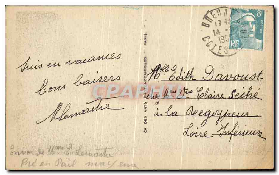 Perros-Guirec — Le Casino et la Mer — CH DES ARTS PHOTO-MÉCANIQUES n°419 — Verso