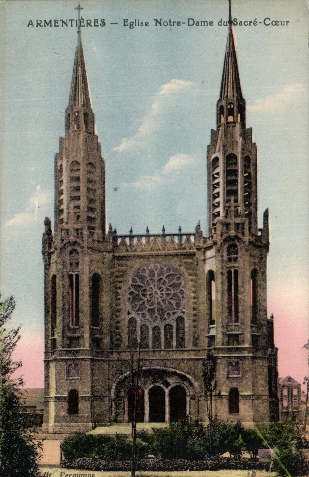 CPA Armentieres Eglise Notre Dame Du Sacre Coeur