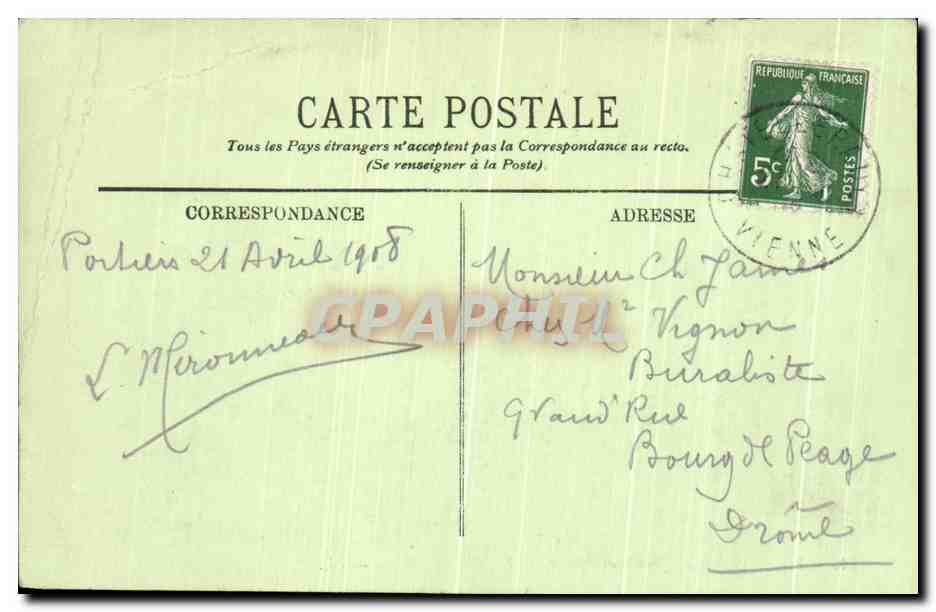 Poitiers — Le Jardin de Blossac — Les Grandes Allées — LL. — N° 140 — Verso