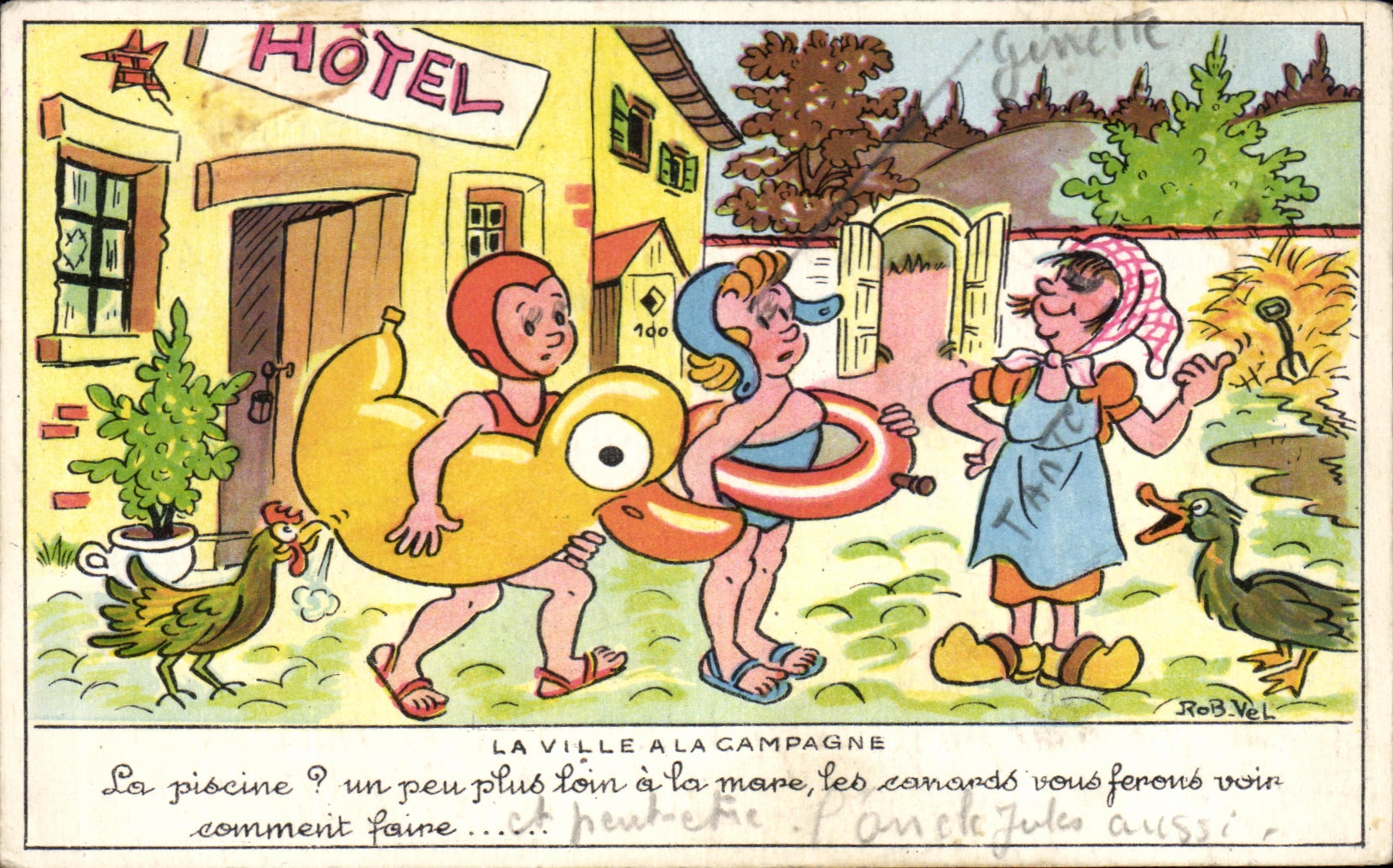 CPA La Ville Ala Campagne Le Piscine Un Peu plus Loin a fa mane