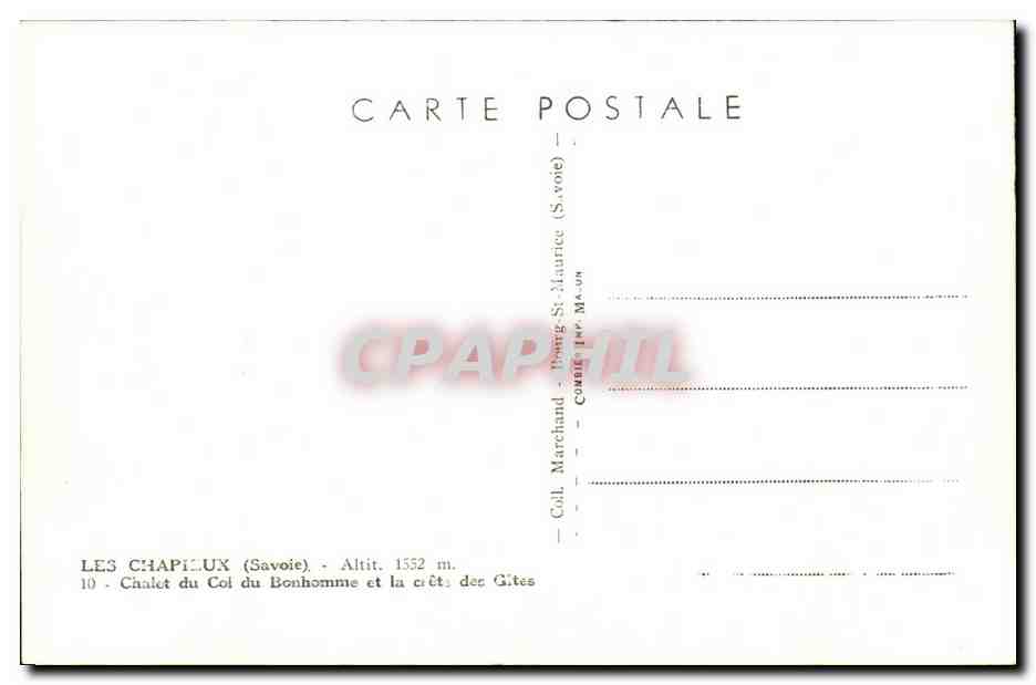 CPA Les Chapieux Chalet du Col du Bonhomme et la crete des Gites — Rückseite