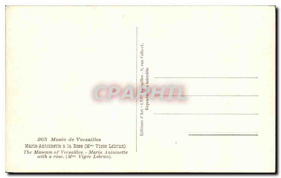 CPA Musee de Versailles Marie Antoinette a la Rose Mme Vigee Lebrun — Verso