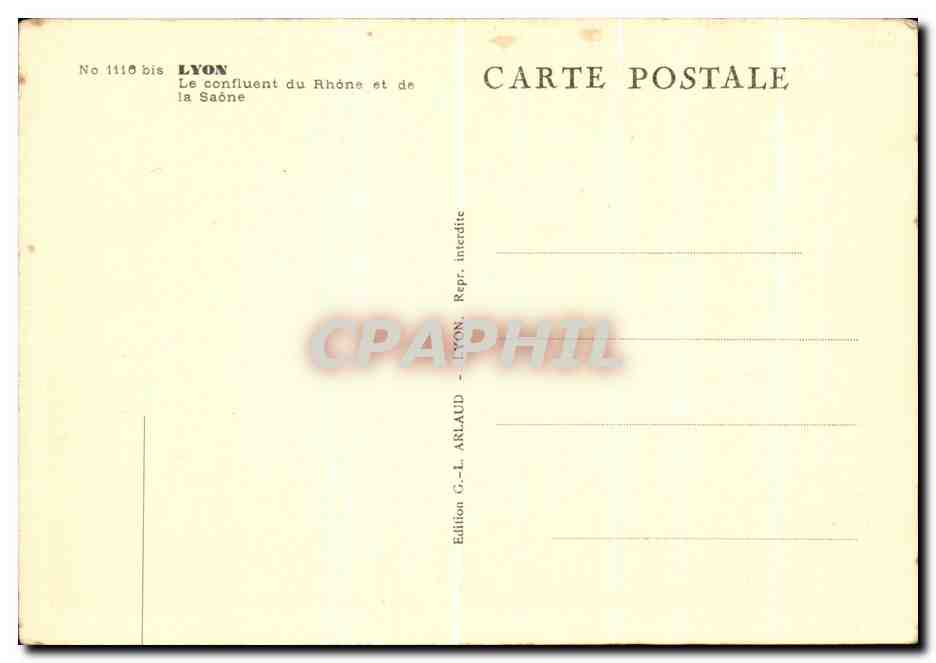 Le confluent du Rhône et de la Saône — Lyon — Édition G.-L. ARLAUD — Verso