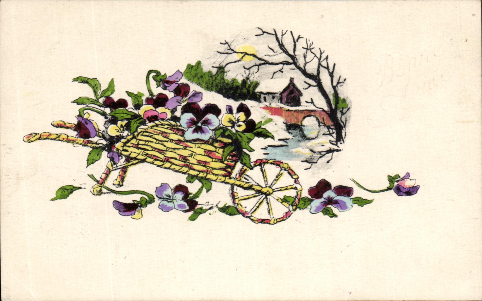 CPA Fleurs Brouette