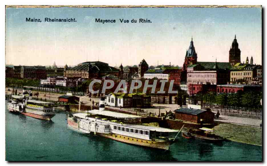 CPA Mainz Rheinansicht Mayence Vue du Rhin Bateau