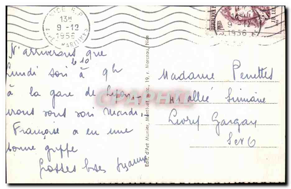 CPA Nice Le Palais de la Mediterranee et Promenade des Anglais  — Verso