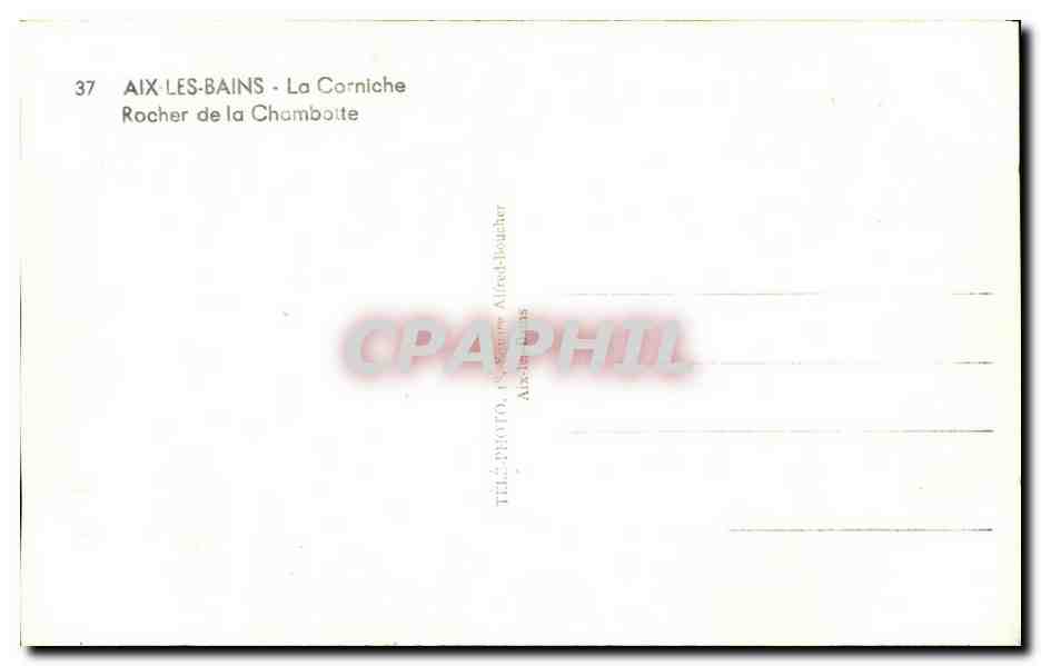 CPA Aix Les Bains La Corniche Rocher De La Chambotte — Verso